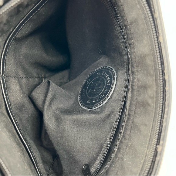 Etienne Aigner Black Tan Jute Adjustable Strap Shoulder Bag Purse - Picture 10 of 11